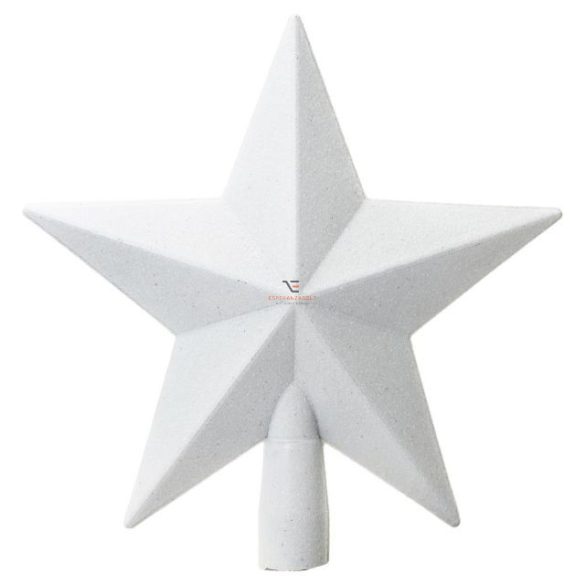 Glitteres csillag alakú csúcsdísz műanyag 20cm fehér