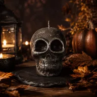 Halloweeni koponya formájú gyertya 6 cm