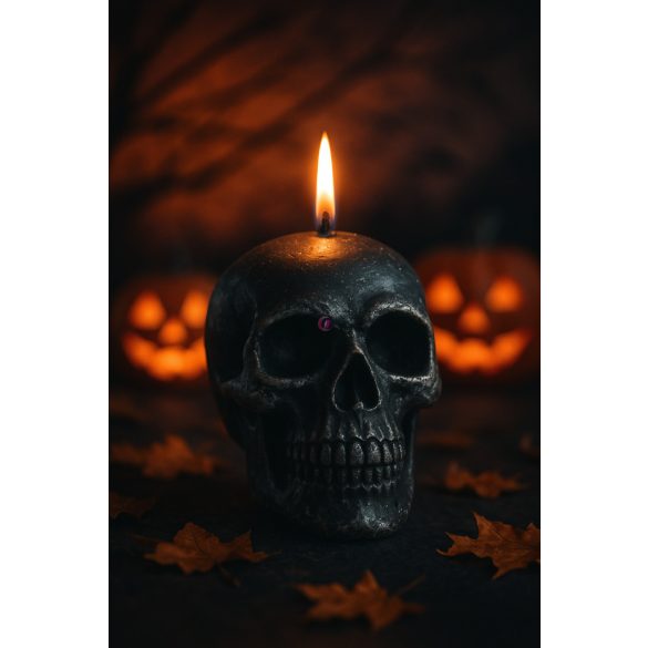 Halloweeni koponya formájú gyertya 6 cm