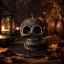 Halloweeni koponya formájú gyertya 6 cm