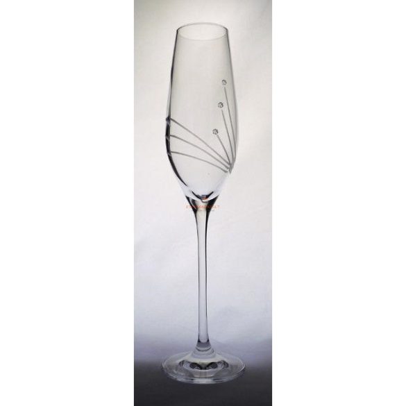 Kristály pohár swarovski dísszel pezsgő 210ml átlátszó 6 db-os Luxury