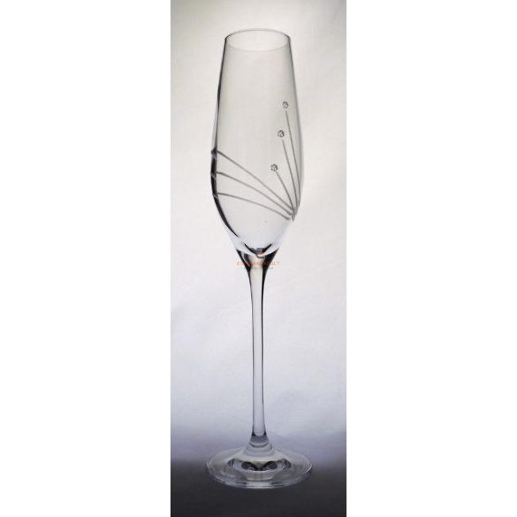 Kristály pohár swarovski dísszel pezsgő 210ml átlátszó 6 db-os Luxury