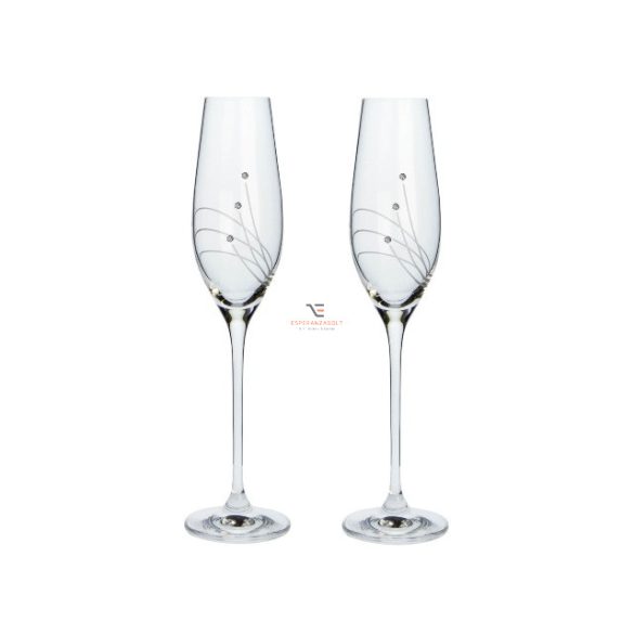 Kristály pohár swarovski dísszel pezsgő 210ml átlátszó 2 db-os Premium