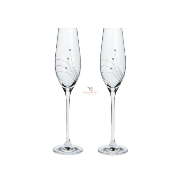 Kristály pohár swarovski dísszel pezsgő 210ml átlátszó 2 db-os Premium