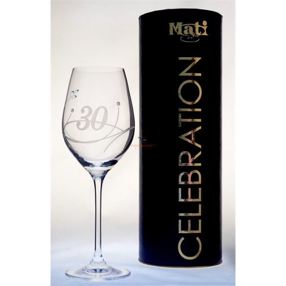 Kristály pohár swarovski dísszel bor 360ml Celebration 30yr