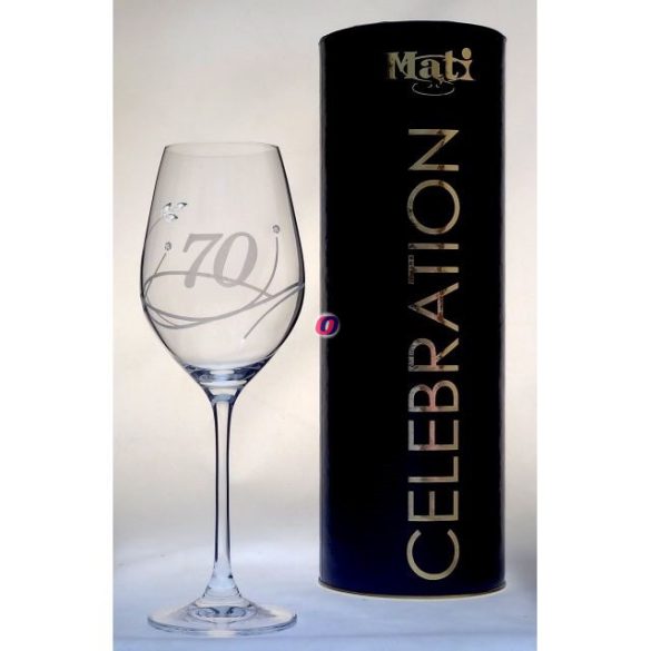 Üveg pohár swarovski dísszel bor 360ml Celebration 70yr
