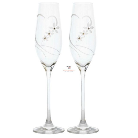 Kristály pohár swarovski dísszel pezsgő 210ml átlátszó"wedding set" 2 db-os