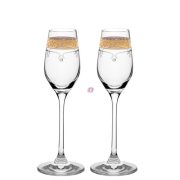  Üveg pohár arany szegéllyel, swarovski dísszel likőr 95ml átlátszó 2-db-os szett