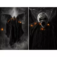   XL 90 cm Akasztható Halloweeni figura "sikoly" led világítással fekete