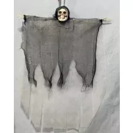 Akasztható Halloween csuhás csontváz, fehér-fekete 60 cm