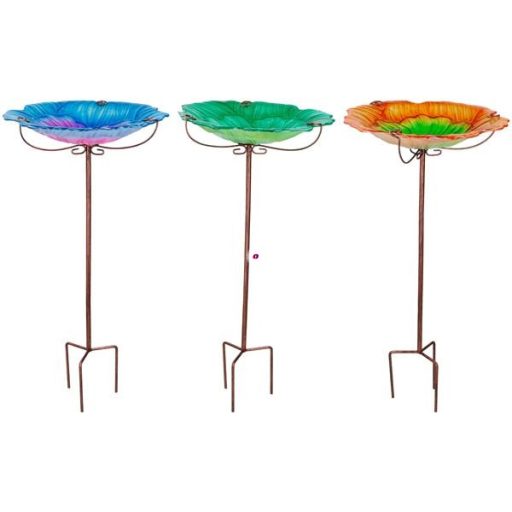 Madáritató madárfürdő Üveg, fém 3 féle választható kivitelben 70 cm