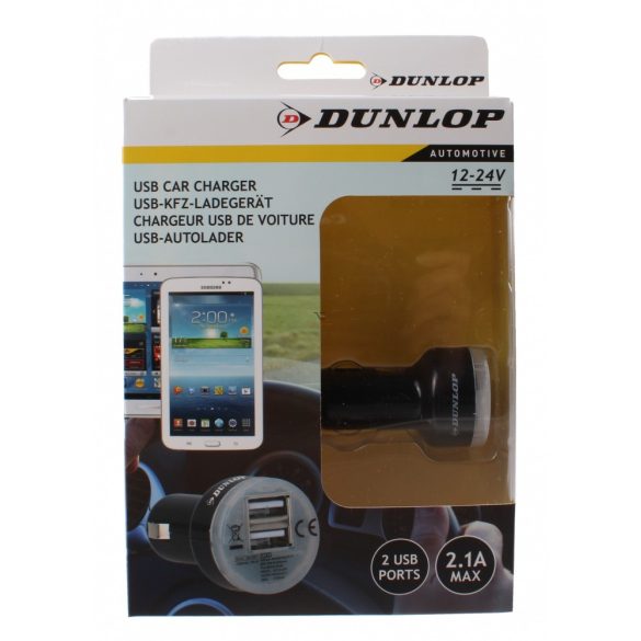 Dunlop Autós szivargyújtó töltő USB 2x USB 2,1A , gyorstöltéssel