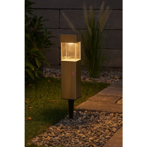 Grundig Napelemes lámpa Square Inox 40 cm PowerLED