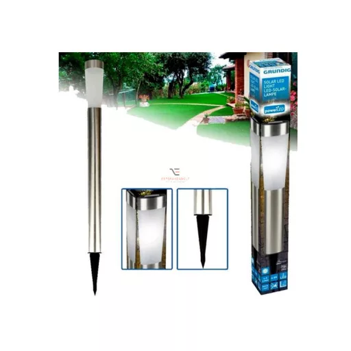 Grundig XL Napelemes oszlop lámpa Iezüst inox 90 cm PowerLED
