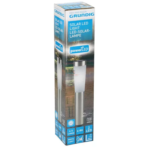 Grundig XL Napelemes oszlop lámpa Iezüst inox 90 cm PowerLED