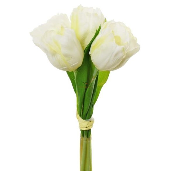 Selyemvirág tulipán csokor 20cm fehér