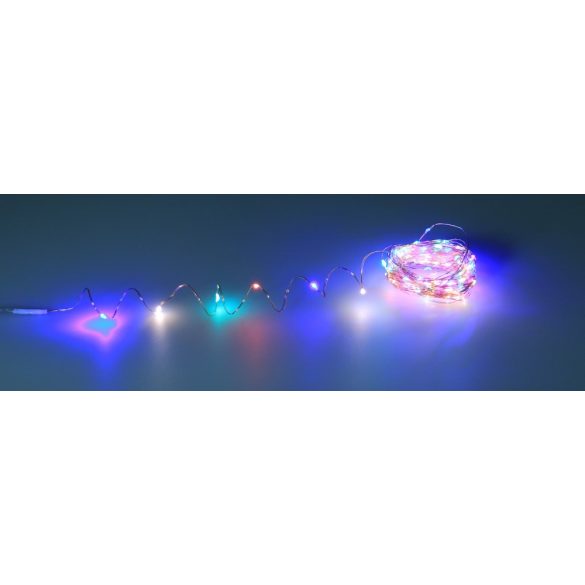 Napelemes micro led fényfüzér 100 LED szolár égősor színes10 m