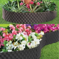Rattan hatású Kerti Ágyásszegély antracit 20x60 cm