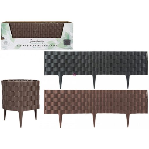 Rattan hatású Kerti Ágyásszegély antracit 20x60 cm