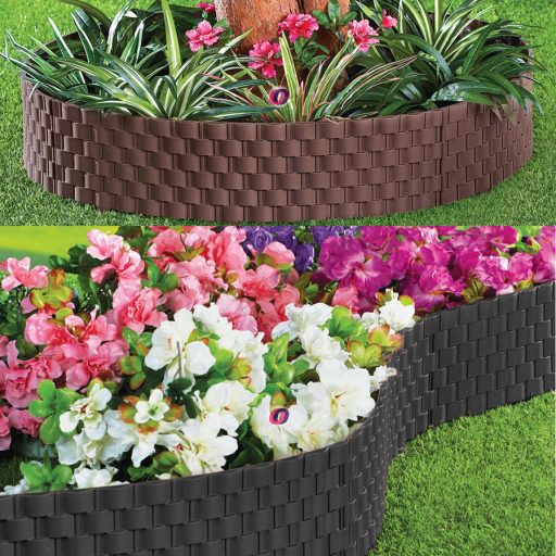 Rattan hatású Kerti Ágyásszegély antracit 20x60 cm