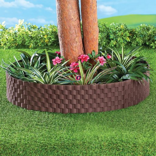 Rattan hatású Kerti Ágyásszegély antracit 20x60 cm
