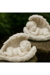 Fekvő angyal figura, fehér 18 cm 2 féle kőhatású