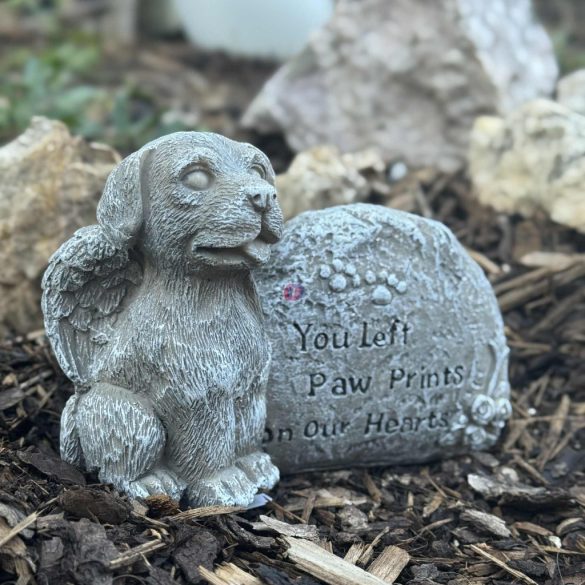 Cica, Kutya síremlék, emléktábla, emlék őrző Angyalok 16,5 cm