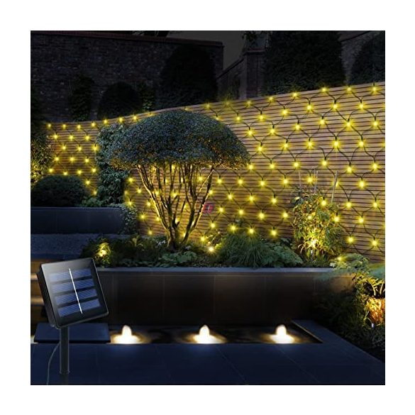 Napelemes fényháló melegfehér 1,8x1,2m 80 led