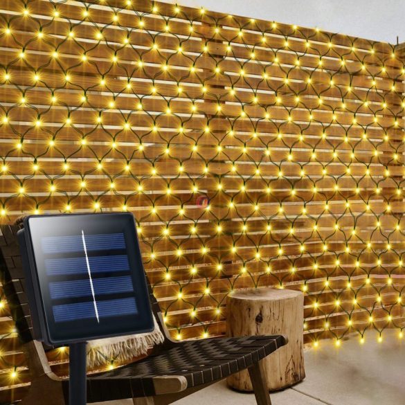 Napelemes fényháló melegfehér 1,8x1,2m 80 led