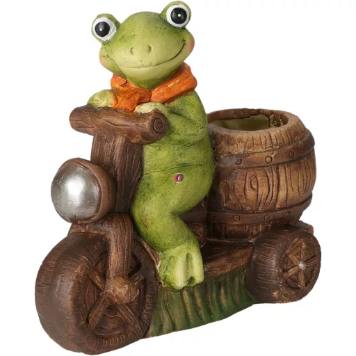Prémium Kerti figura béka, csiga kaspóval 16,5 cm