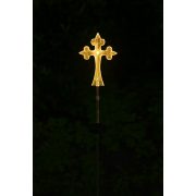   Napelemes emléklámpa kereszt, sírdísz, melegfehér, 50 cm
