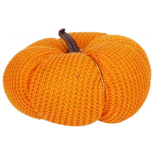 Prémium Őszi Tök kötött mintás, narancs, textil 12cm