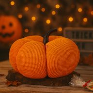 Prémium Őszi Tök kötött mintás, narancs, textil 23 cm
