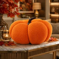 Prémium Őszi Tök kötött mintás, narancs, textil 23 cm