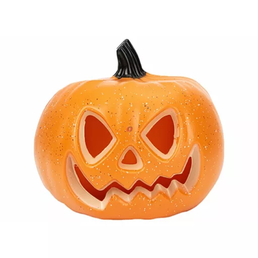 Látványos Halloween tök dekoráció beépített LED világítással 20 cm