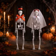 Halloweeni csontváz jegyespár 17 cm 2 db-os szett