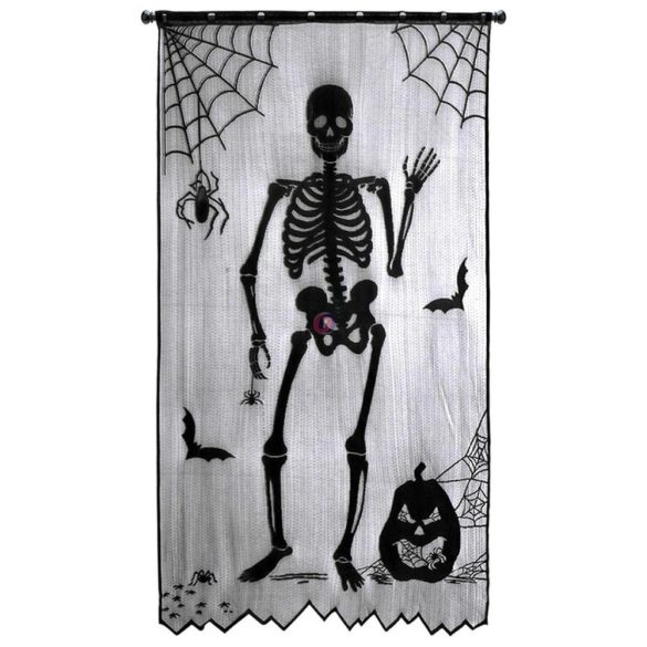 Halloweeni bejárati ajtó, ablak függöny dekoráció csontvázas 102 x 213 cm