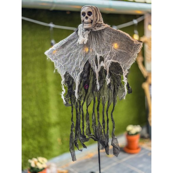 Halloweeni koponyás lidérc fekete ruhában 80 cm