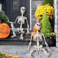   91 cm Halloweeni élethű csontváz Világító szemekkel, mozgatható testrészekkel