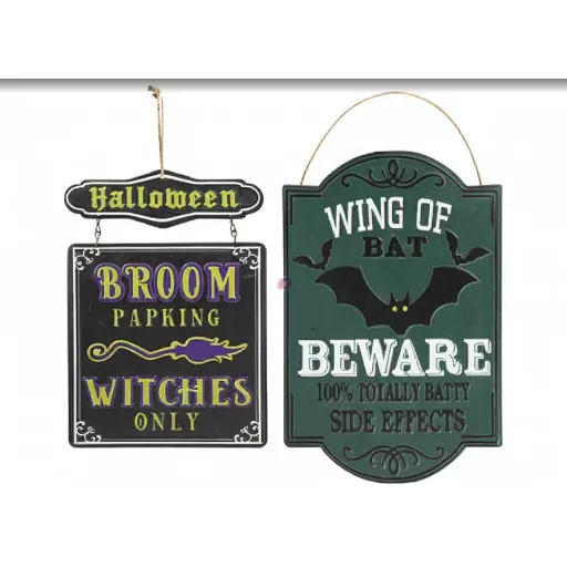 Halloween Fém Feliratok – 2 féle (Broom Parking és Wing of Bat)