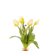 Selyemvirág , Gumi Tulipán csokor műanyag 35cm fehér
