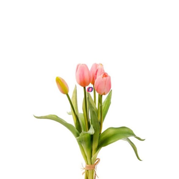 Selyemvirág Gumi Tulipán csokor műanyag 35cm rózsaszín