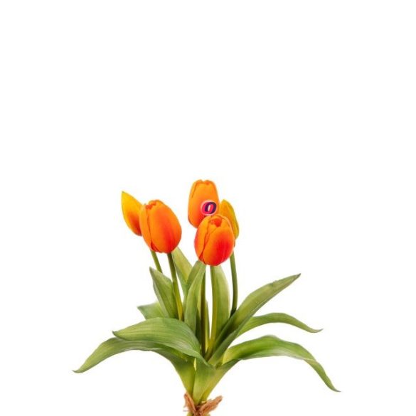 Selyemvirág Gumi Tulipán csokor műanyag 35cm narancs