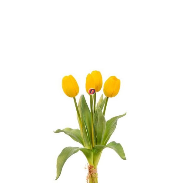 Élethű gumi Tulipán csokor műanyag 35cm sárga
