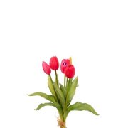 Selyemvirág  Gumi Tulipán csokor műanyag 35cm fukszia