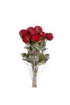 Selyemvirág Rózsa 12szálas csokor műanyag 37cm piros