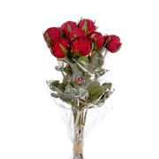 Selyemvirág Rózsa 12szálas csokor műanyag 37cm piros