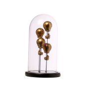 Üvegbúra hőlégballonnal fém 17,5x32cm arany, fekete