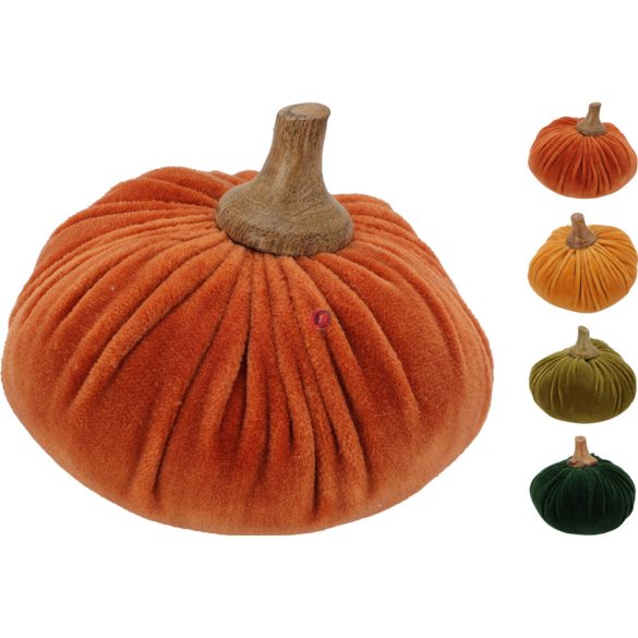 Prémium bársony őszi tök dekoráció 11 cm 6 féle választható szín