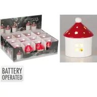   Kerámia világító házikó piros tetővel LED-es 9 cm 2f. választható kivitel